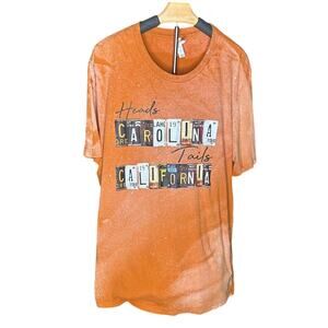 Bella Canvas Bleached graphic tshirt Heads Carolina Tails California men's 2xl